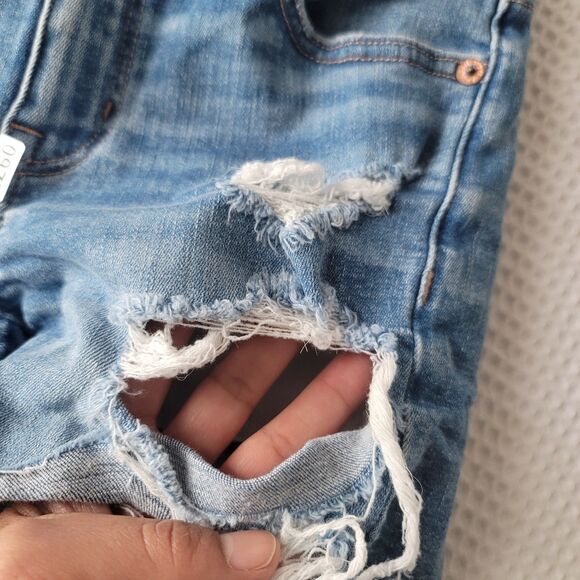 American Eagle Next Level Stretch Midi Shortie Blue Denim shorts Size 000 - Picture 12 of 13